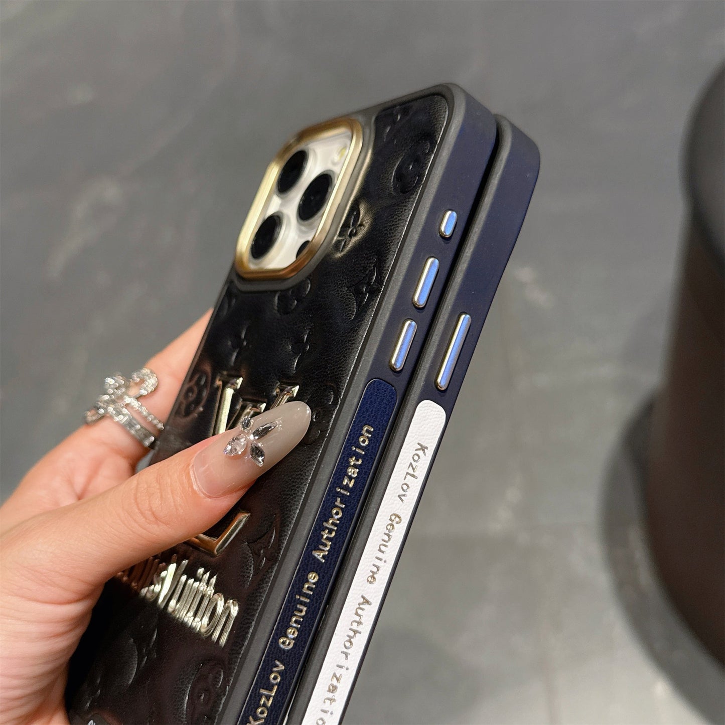 Finest Electroplated Classic Monogram Embossed Leather Apple iPhone Cases mysite