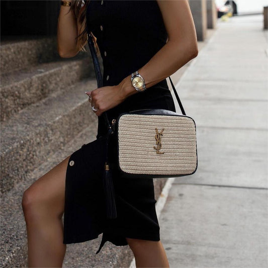 Saint Laurent Lou Medium YSL Monogram Raffia Camera Bag mysite