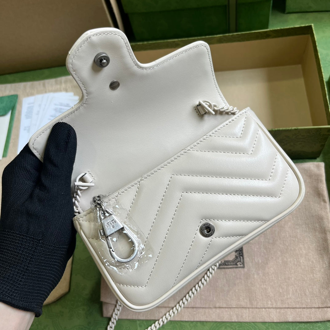 GUCCI  GG Marmont Belt Bag In White 476433 Size 16.5x10x4.4 cm mysite