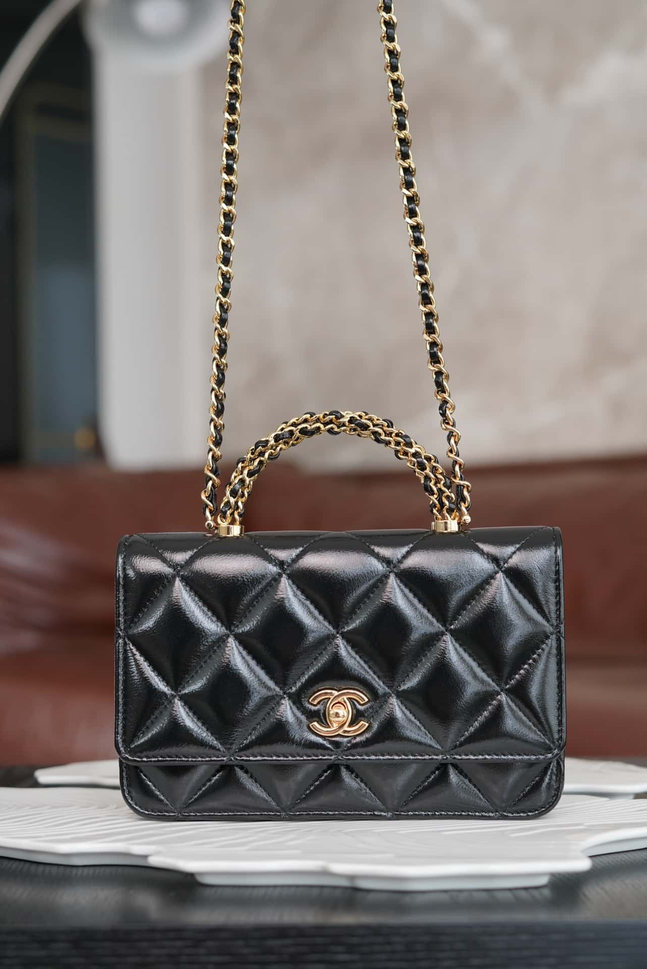 Chanel 24B WOC Top Handle in Black Shiny Lambskin GHW mysite