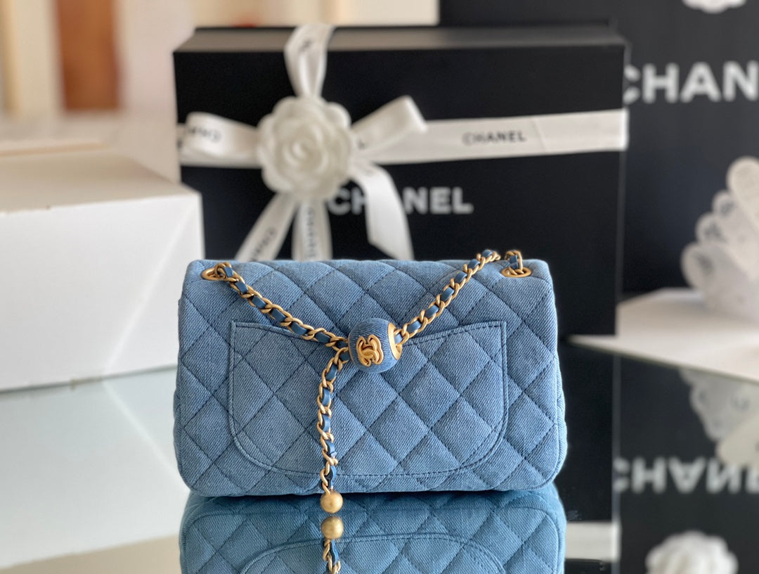 Chanel Denim Flap Bag - 20x13x7cm mysite