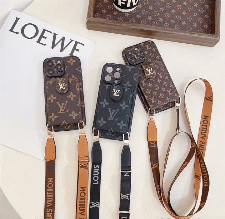 Monogram Canvas Leather Button Card Holder Crossbody iPhone Cases mysite