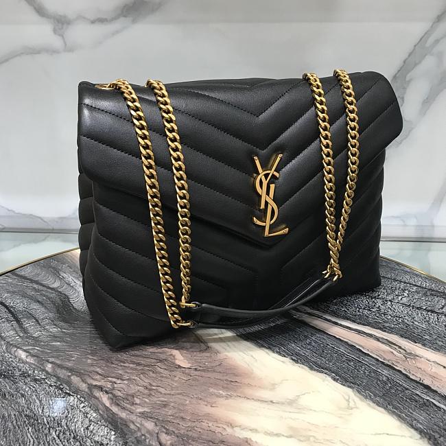 YSL Medium 32 Loulou Bag Black in Gold 32x22x11cm mysite