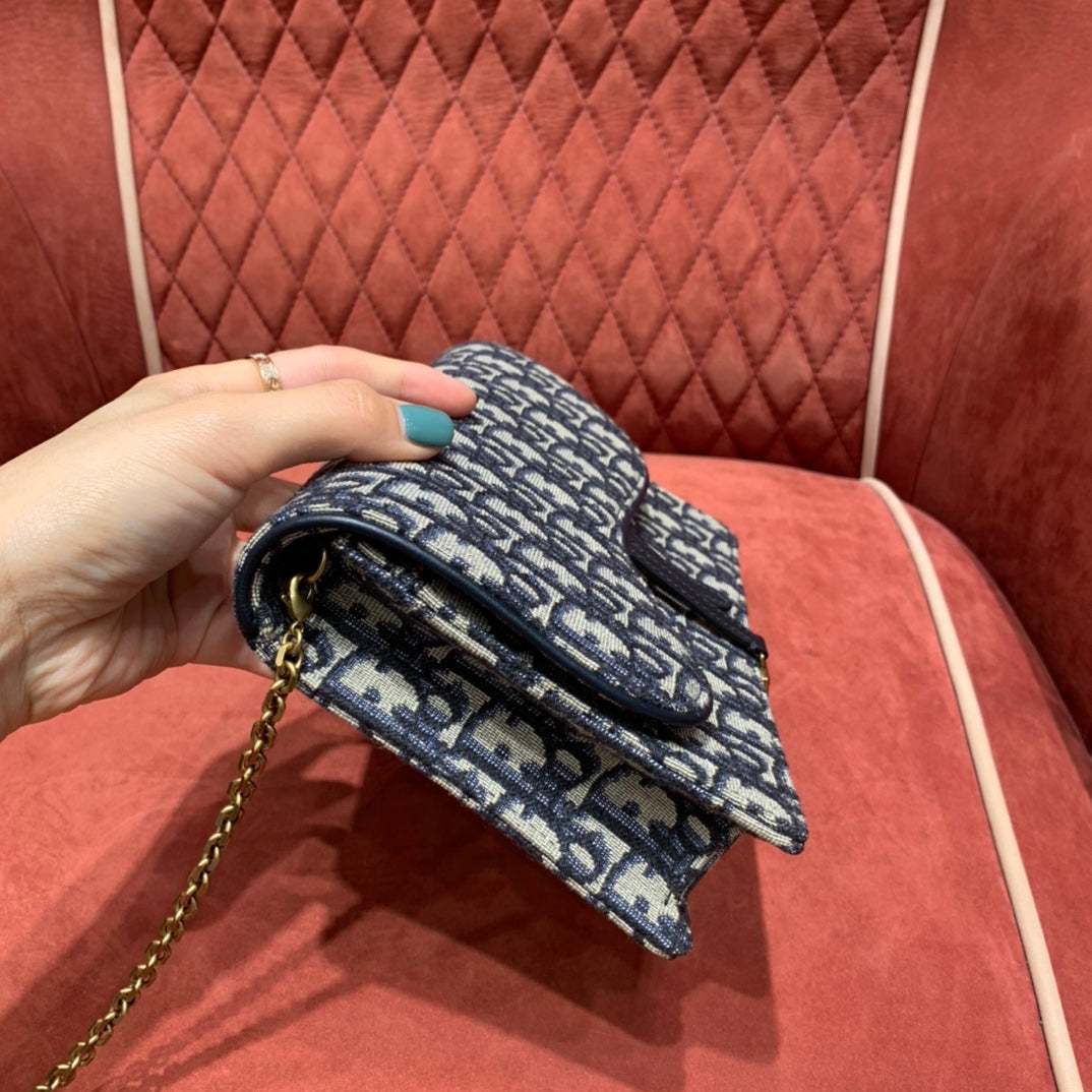Dior Saddle Pouch Blue Dior Oblique Jacquard - 22 x 14.5 x 4.5 cm mysite