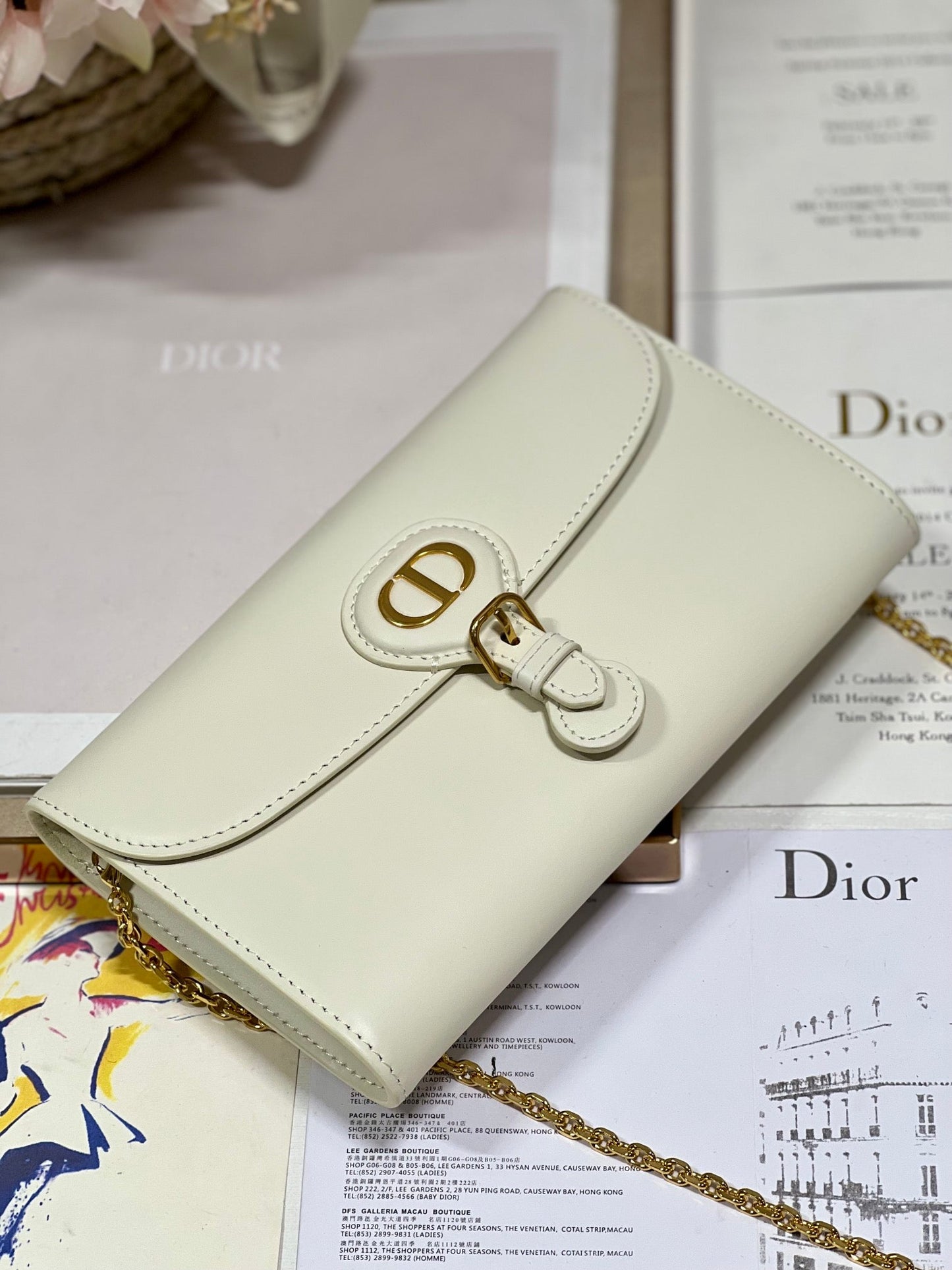 Dior Bobby Wallet on Chain East West White - 21.5¡Á12¡Á4cm mysite
