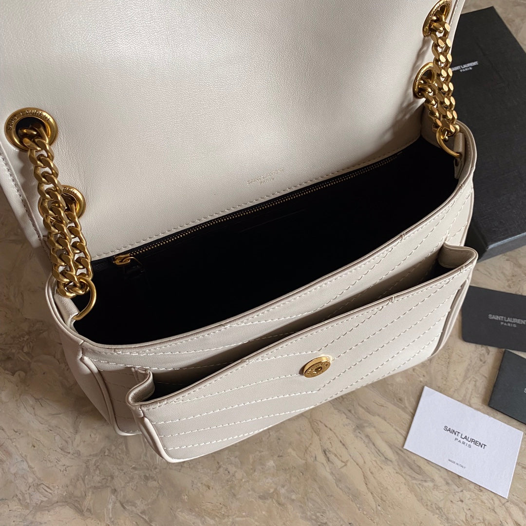 YSL Niki Medium Chain Bag In Lambskin Blanc Vintage - 28 X 20 X 8,5 CM mysite