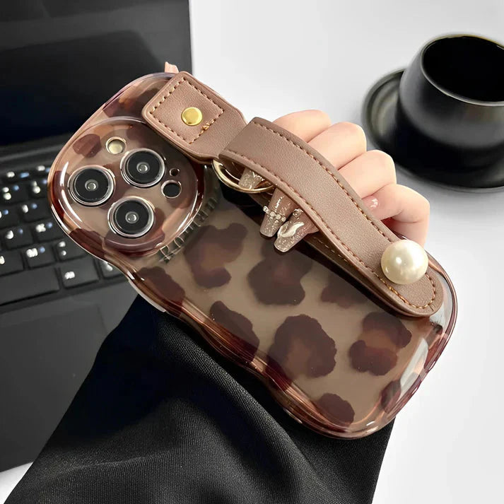 BROWN LEOPARD PRINT LEATHER STRAP IPHONE CASEs mysite