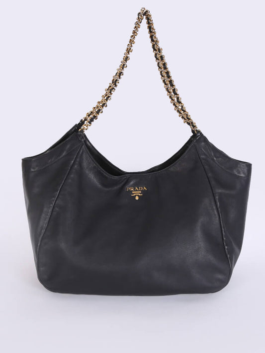PRADA Vitello Soft Chain Handle Shoulder Bag Nero 48 x 33 x 20cm mysite