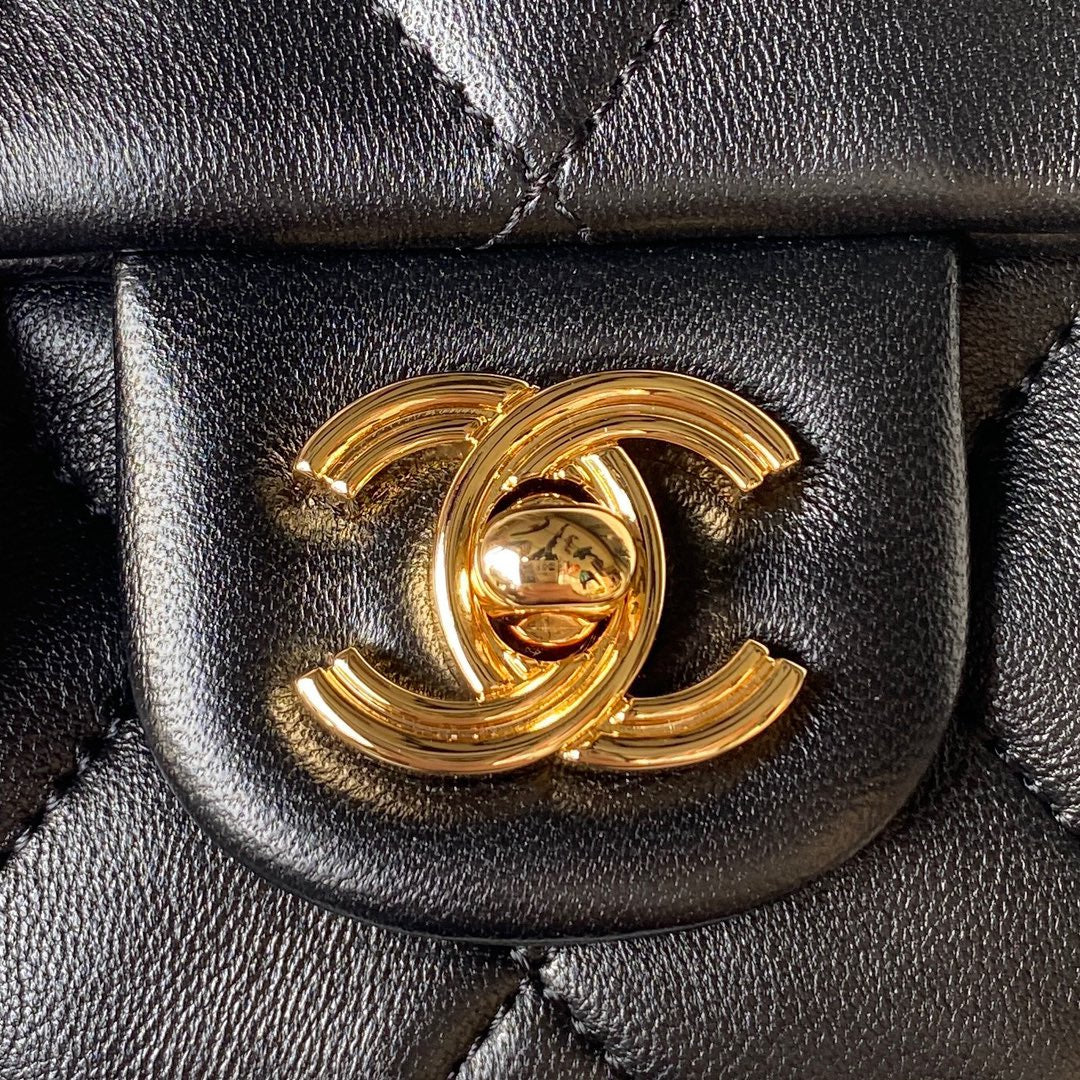 Chanel Flap Bag Gold Top Handle Black - 13X21X8cm mysite