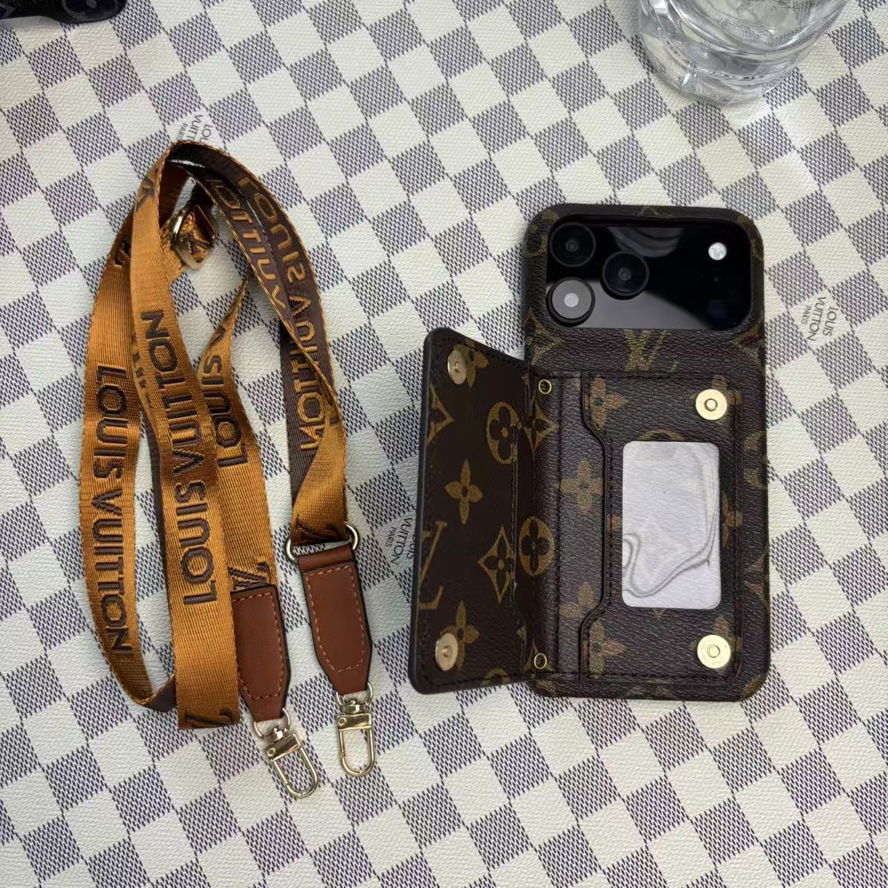 Monogram LV Leather Phone Case For iPhone 17 / 16 / 15 / 14s mysite