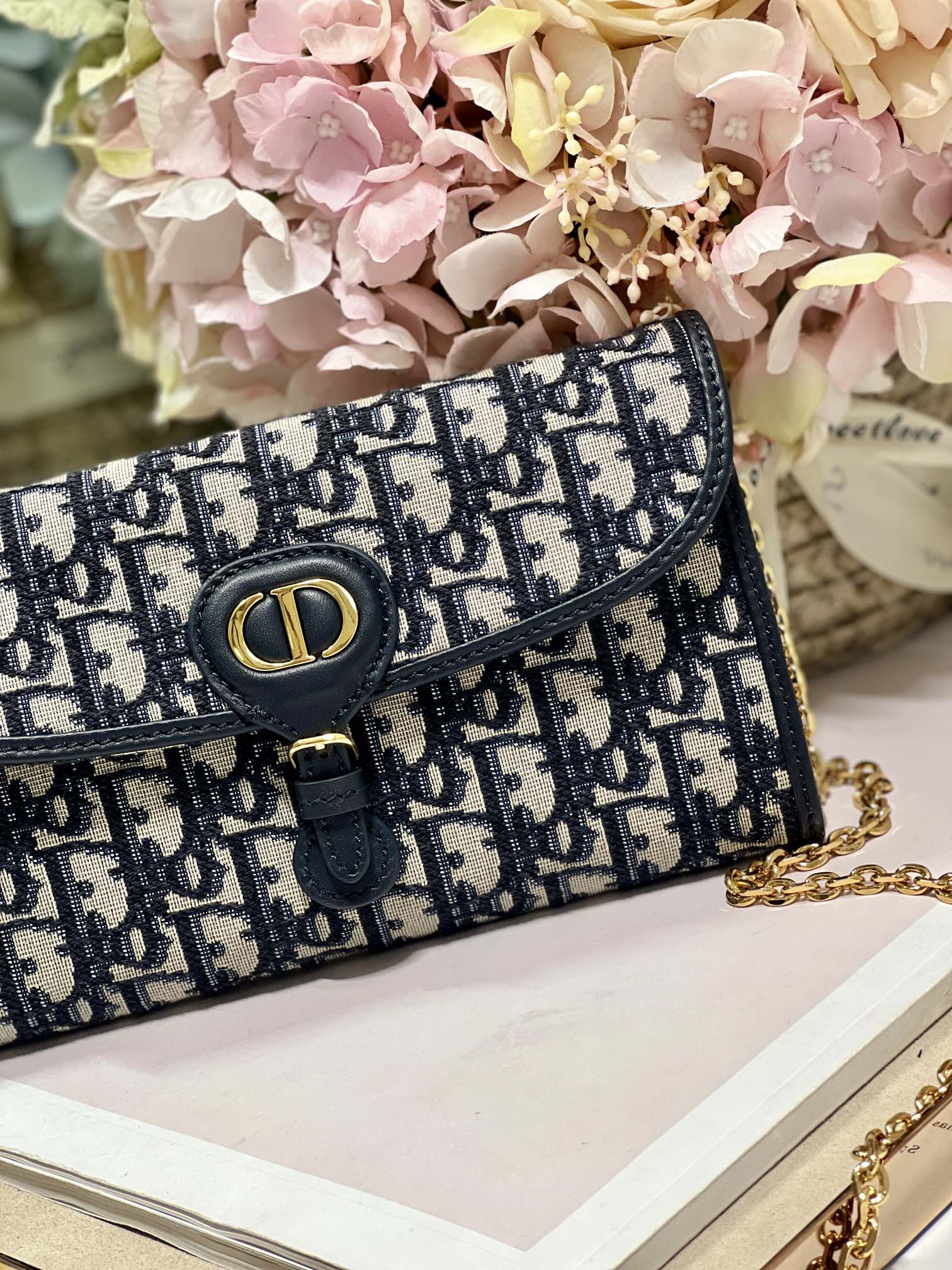 Dior Bobby Wallet on Chain East West Blue Oblique Jacquard - 21.5¡Á12¡Á4cm mysite