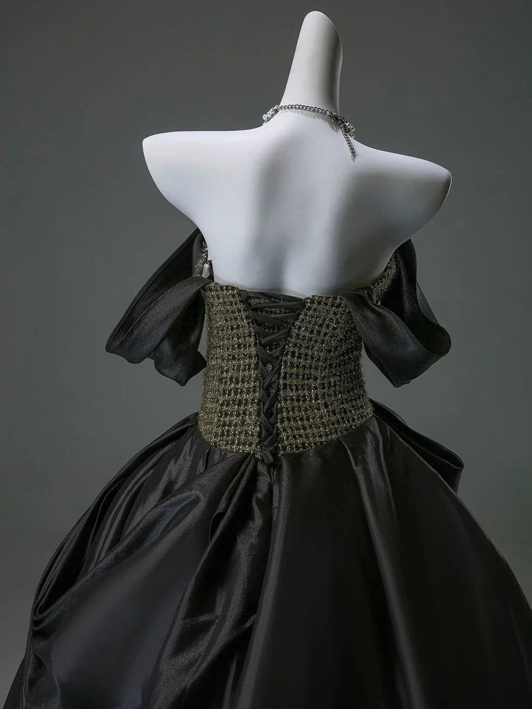 Luxurious Black Off the Shoulder Satin Long Ball Gown Prom Dress SH1863s mysite