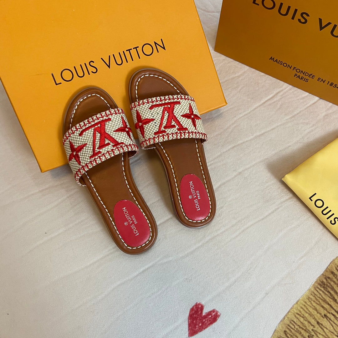 Summer Straw Monogram Slippers mysite