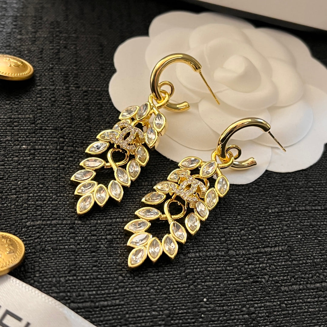Wheat ear rhinestone pendant earrings mysite