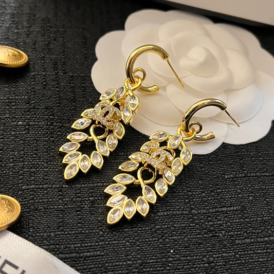 Wheat ear rhinestone pendant earrings mysite