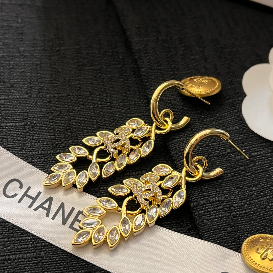 Wheat ear rhinestone pendant earrings mysite