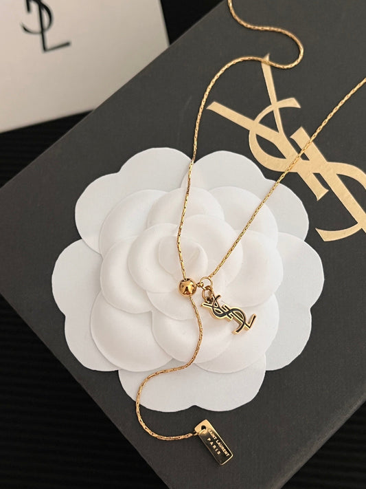 Y adjustable brass necklace mysite