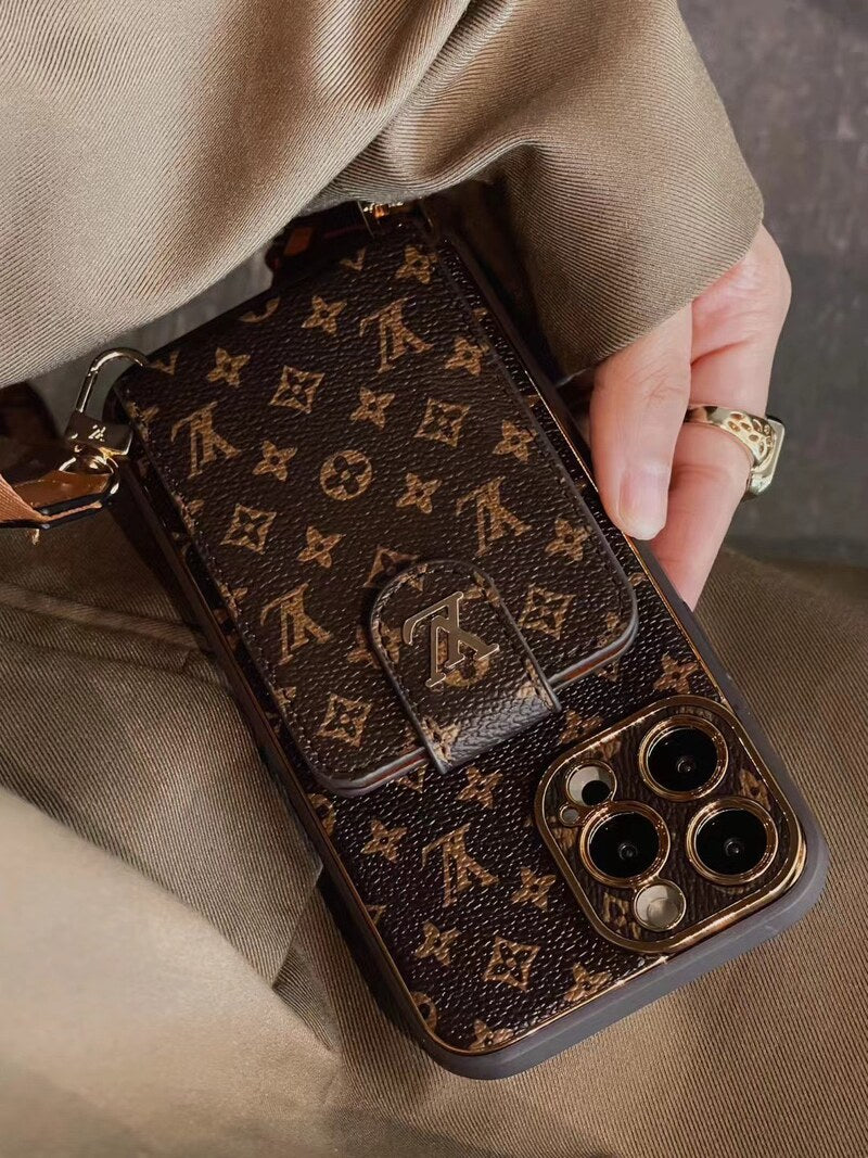 Advanced leather iPhone Case With Card Wallet And Strap mysite
