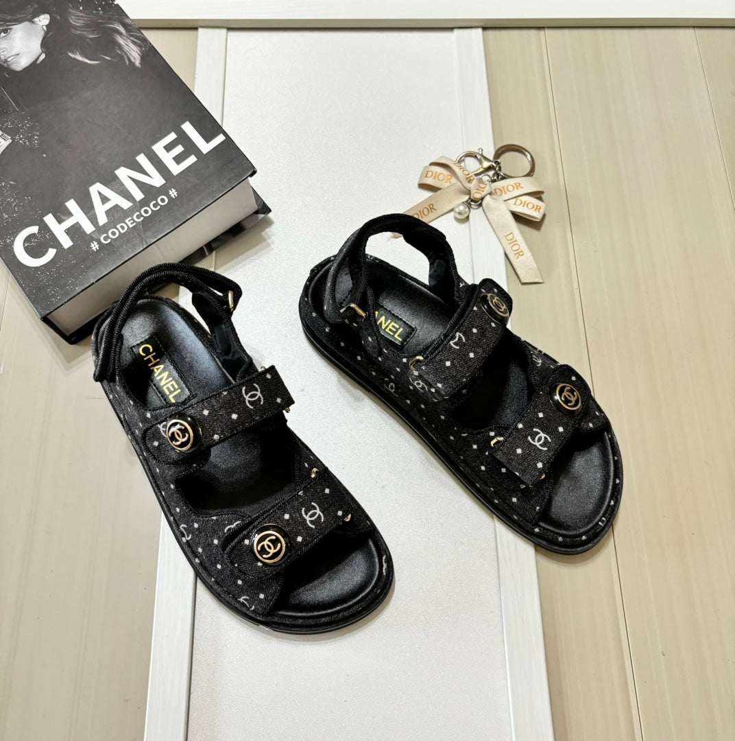 Denim Round Buckle Velcro Sandals mysite