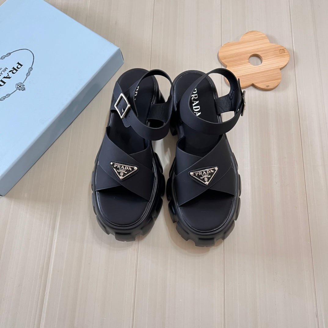 Triangle Logo Thick Sole Cross Sandals mysite