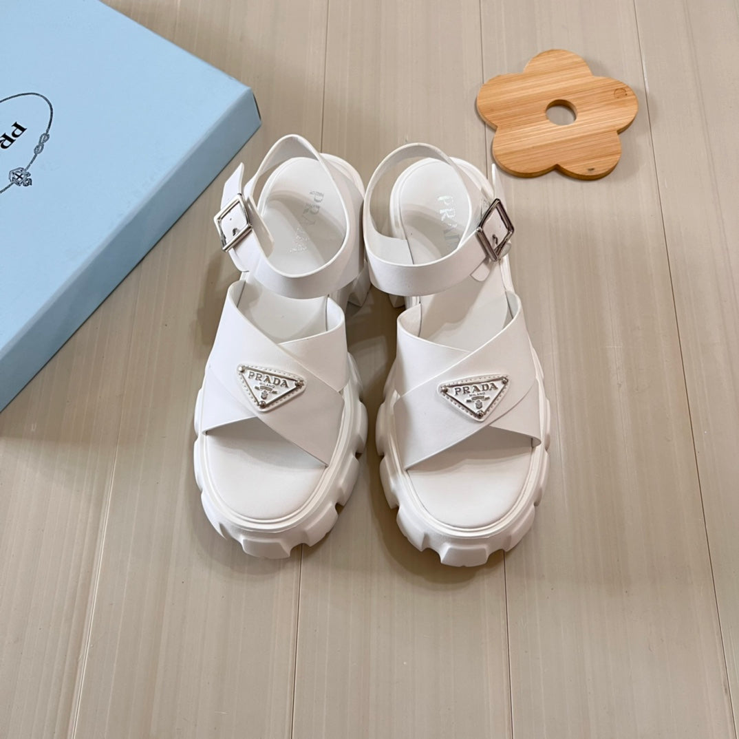 Triangle Logo Thick Sole Cross Sandals mysite