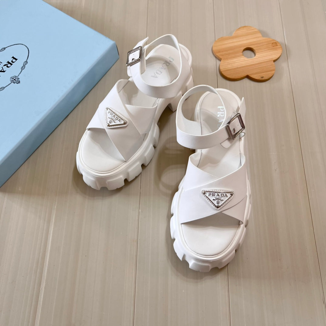 Triangle Logo Thick Sole Cross Sandals mysite