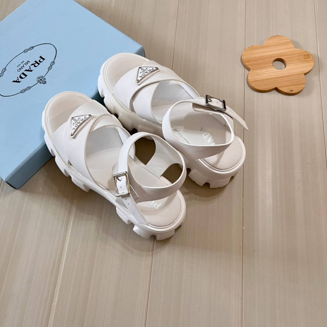 Triangle Logo Thick Sole Cross Sandals mysite