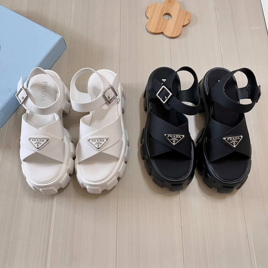 Triangle Logo Thick Sole Cross Sandals mysite