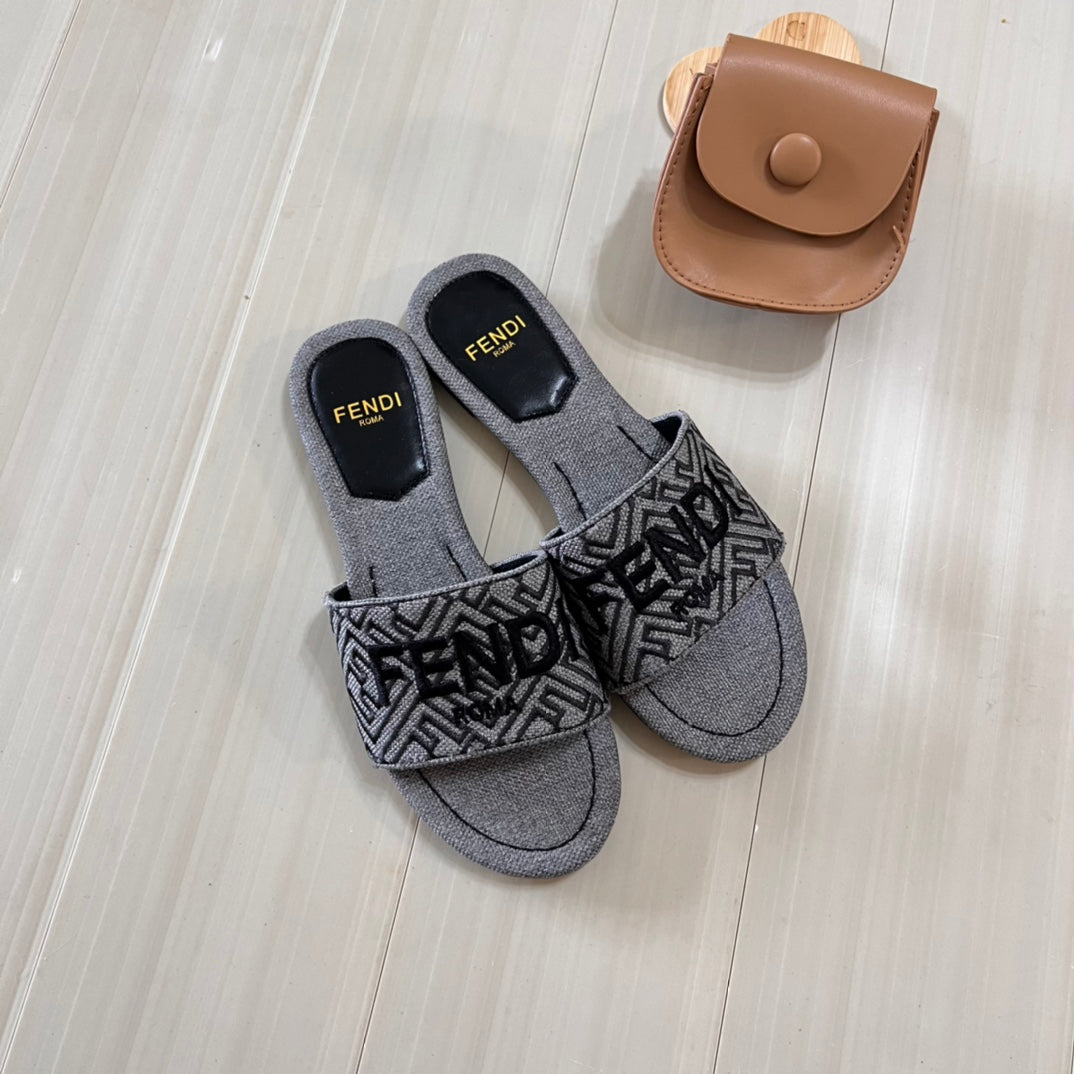 Canvas F Printed Flat Slippers mysite