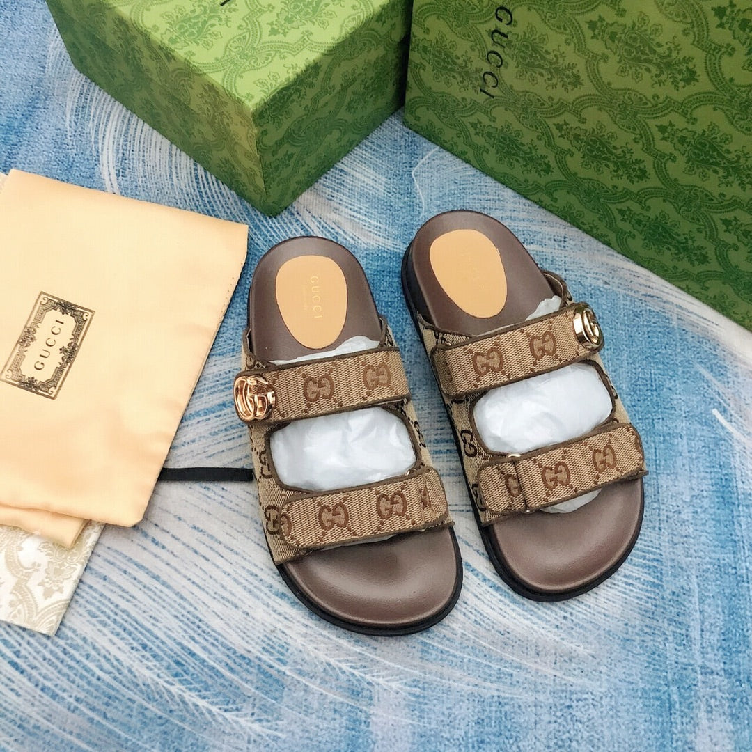 Vintage G Embossed Velcro Sandals mysite