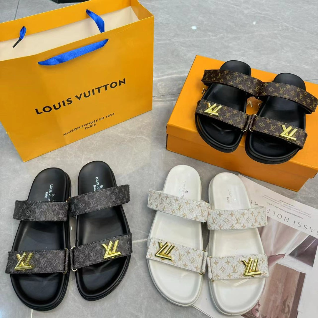 Unisex Leather Monogram Sandals mysite