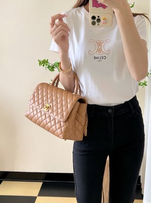 coco handle flap bag 24cm brown quilted caviar leather mysite