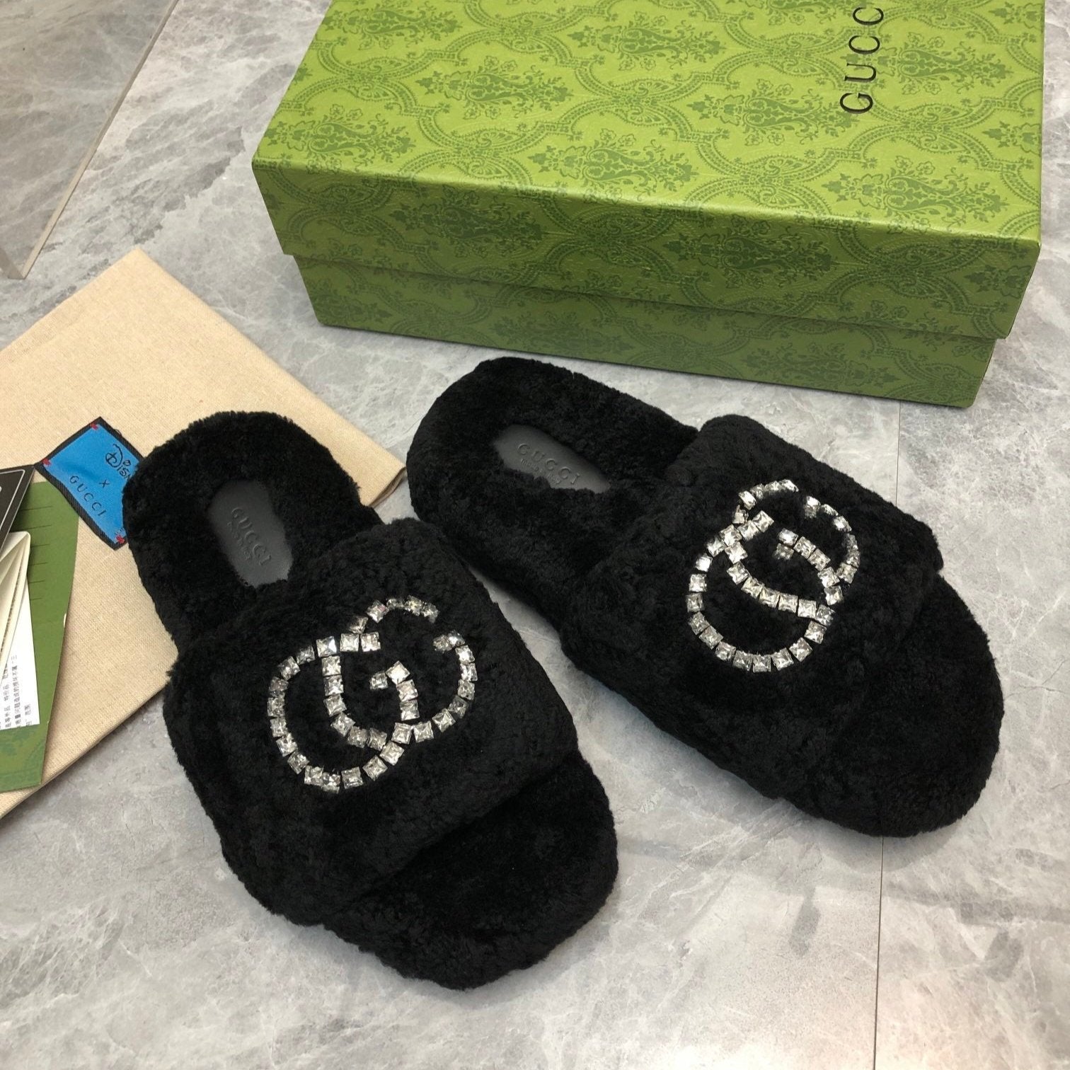 New Rhinestone Wool Slippers mysite