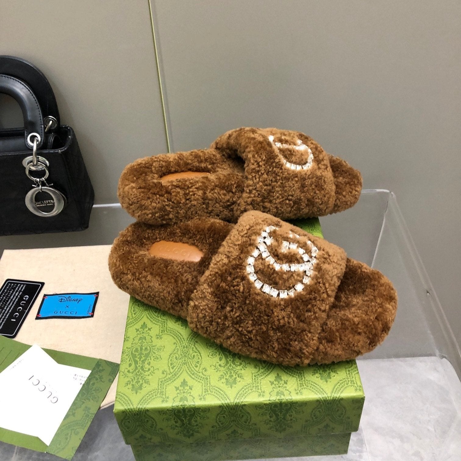 New Rhinestone Wool Slippers mysite