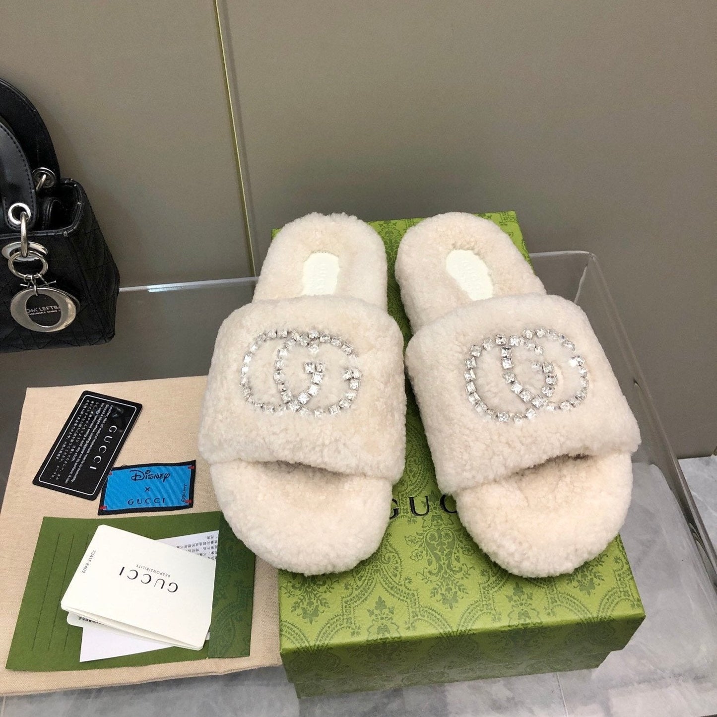New Rhinestone Wool Slippers mysite