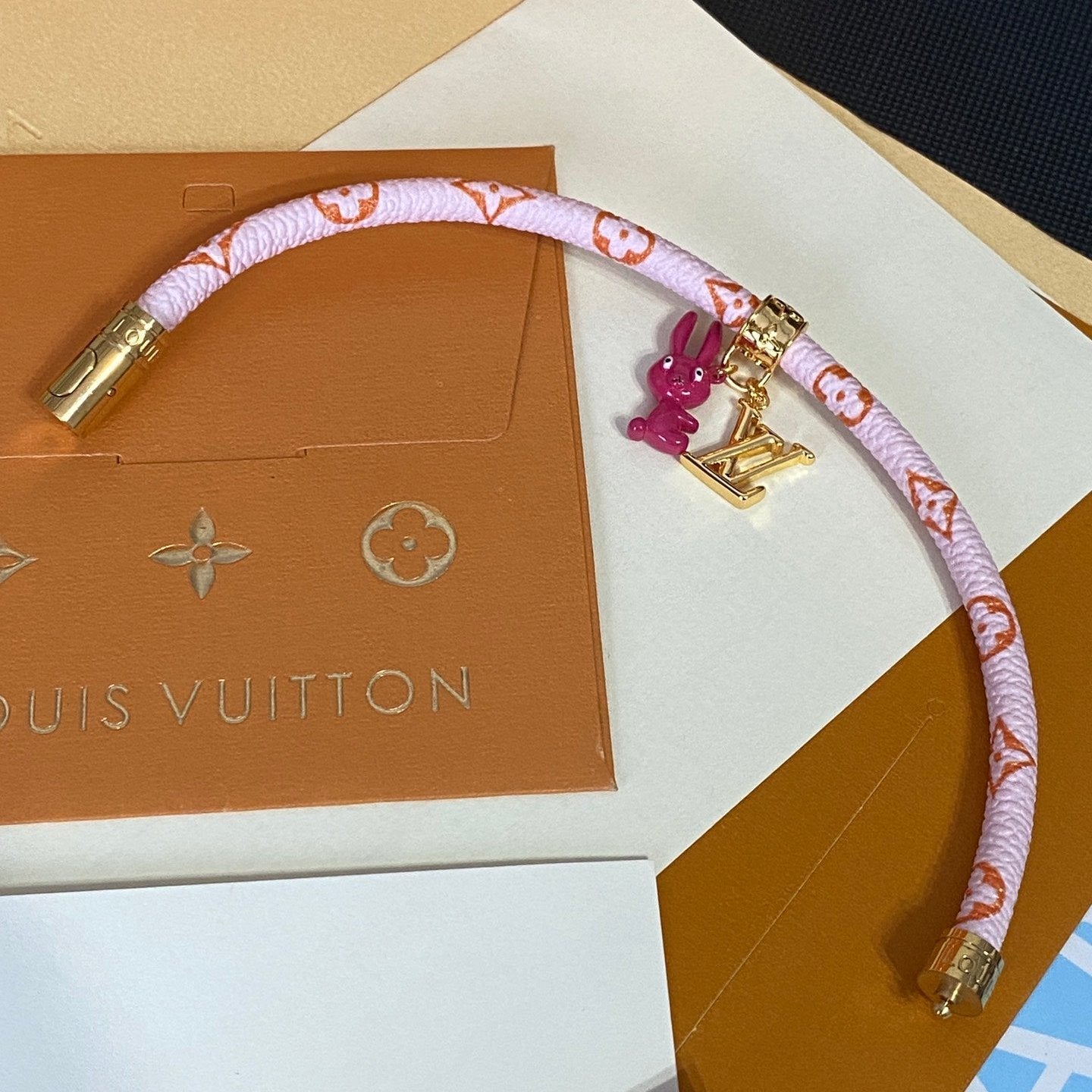 Pink Leather Bunny Bracelet mysite