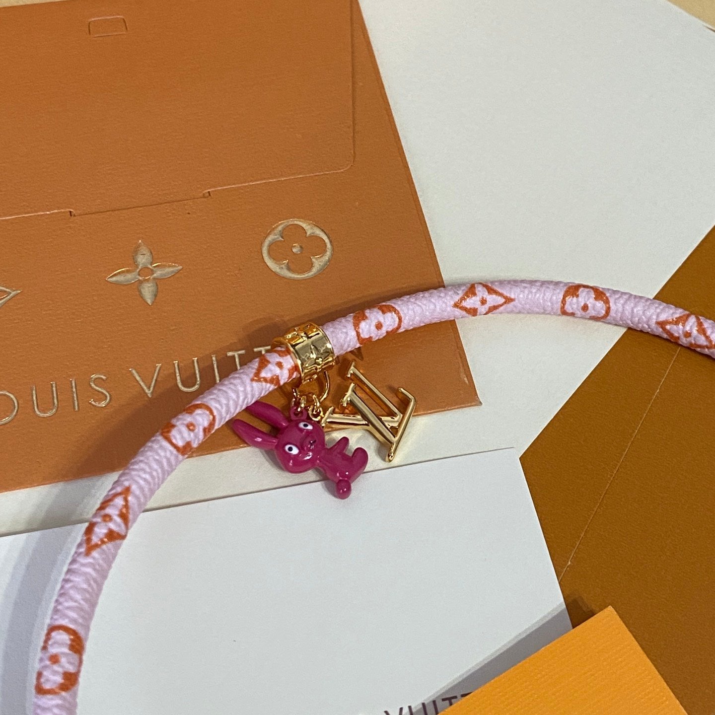 Pink Leather Bunny Bracelet mysite
