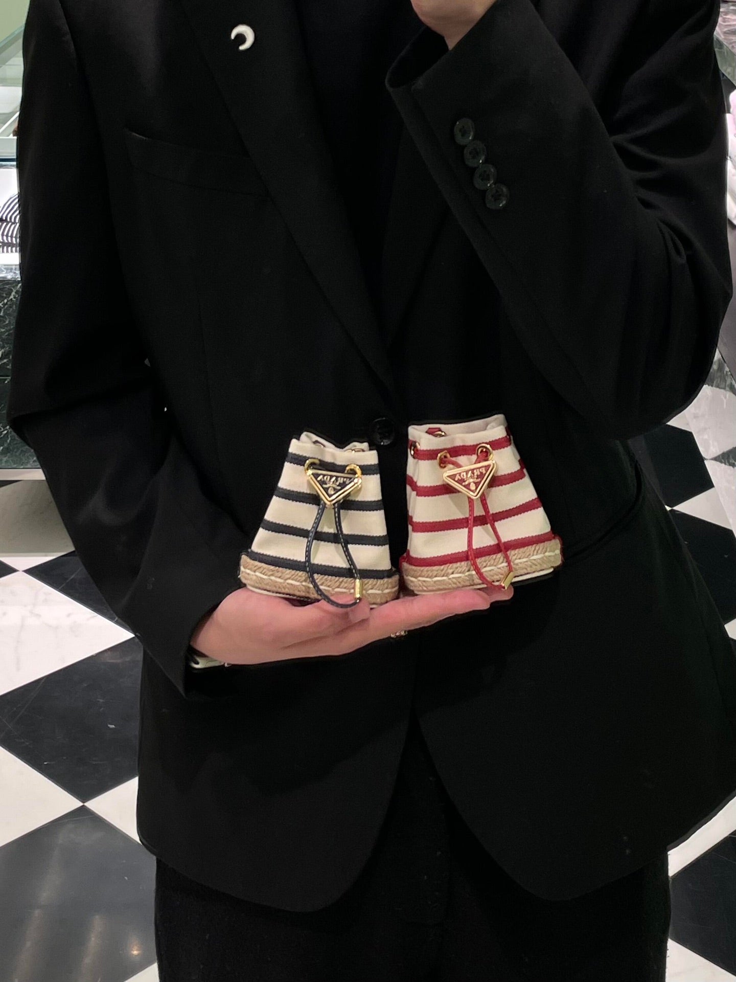 Prada Logo-Plaque Mini Bag Canvas GHW mysite