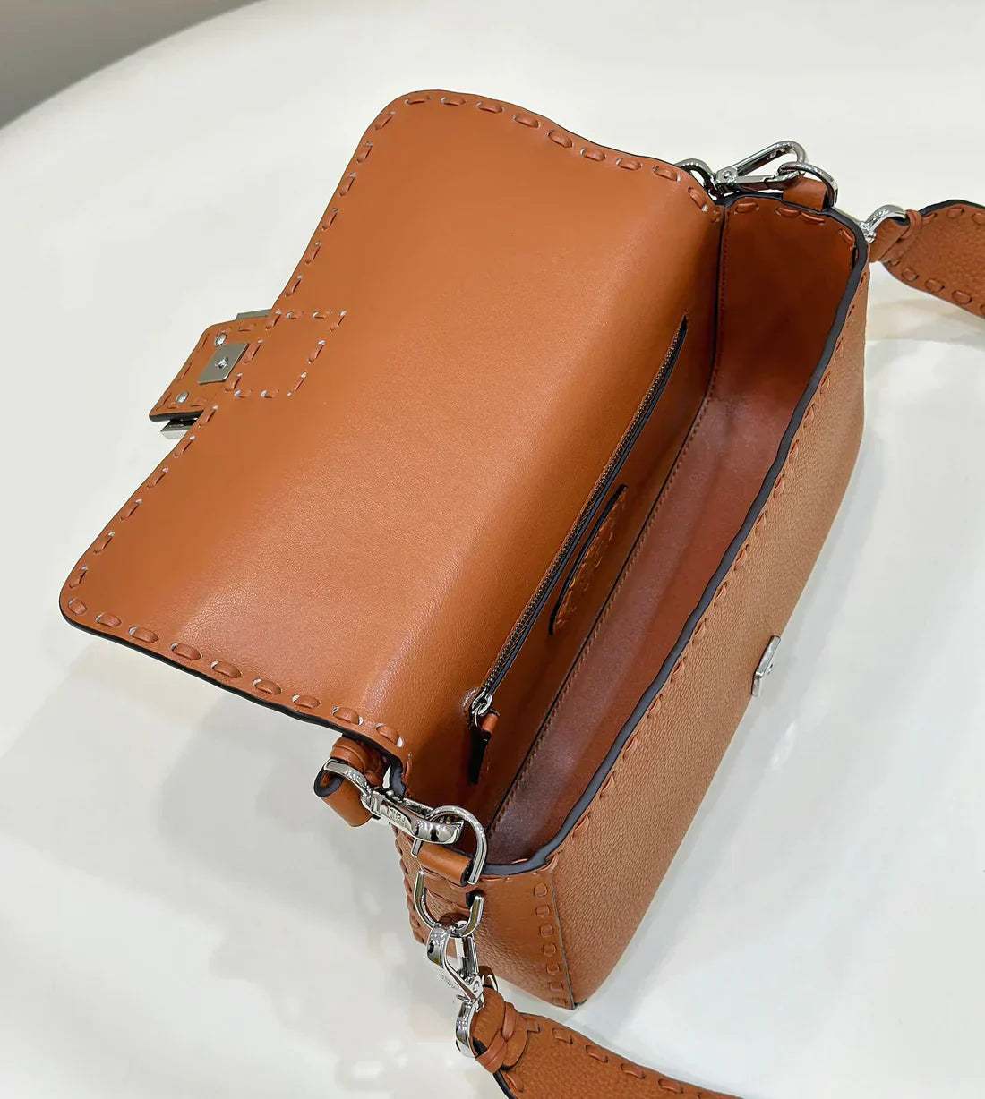 BAGUETTE 27CM BROWN CALFSKIN SILVER HARDWARE mysite