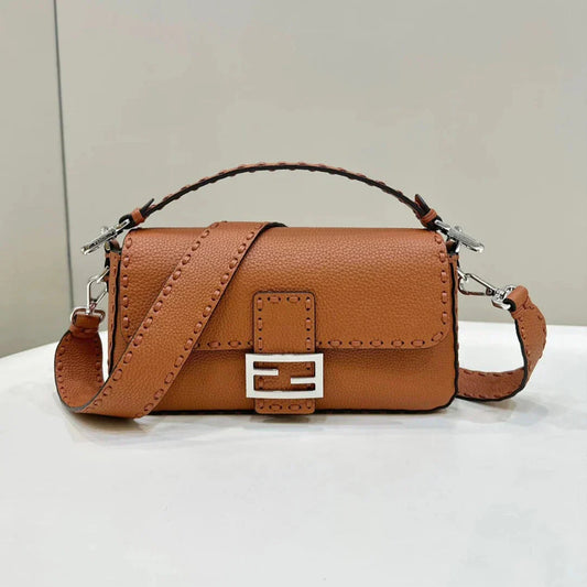 BAGUETTE 27CM BROWN CALFSKIN SILVER HARDWARE mysite