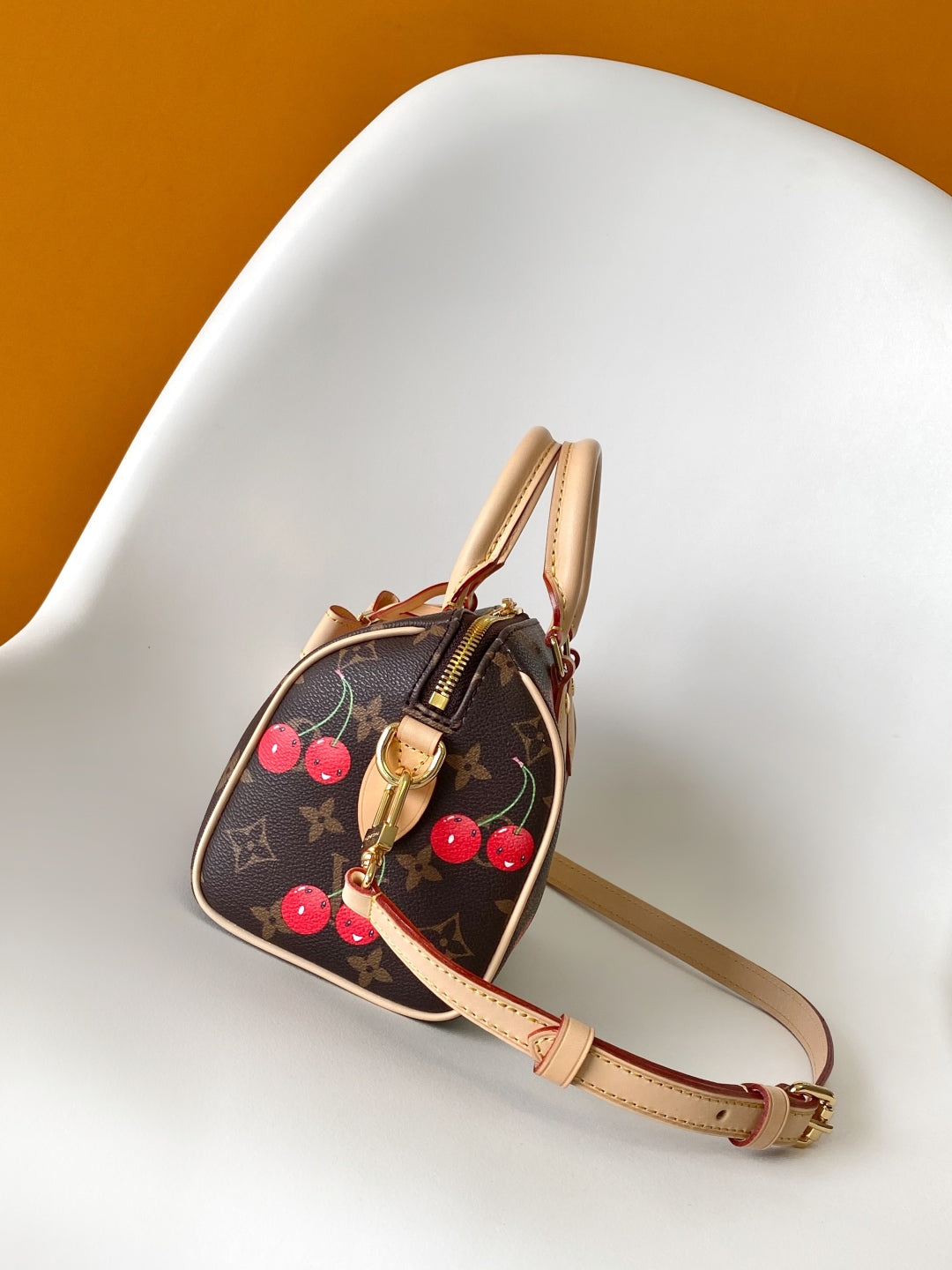 LV x TM Speedy Bandoulière 20cm Brown Monogram Cherry Canvas Cowhide GHW mysite