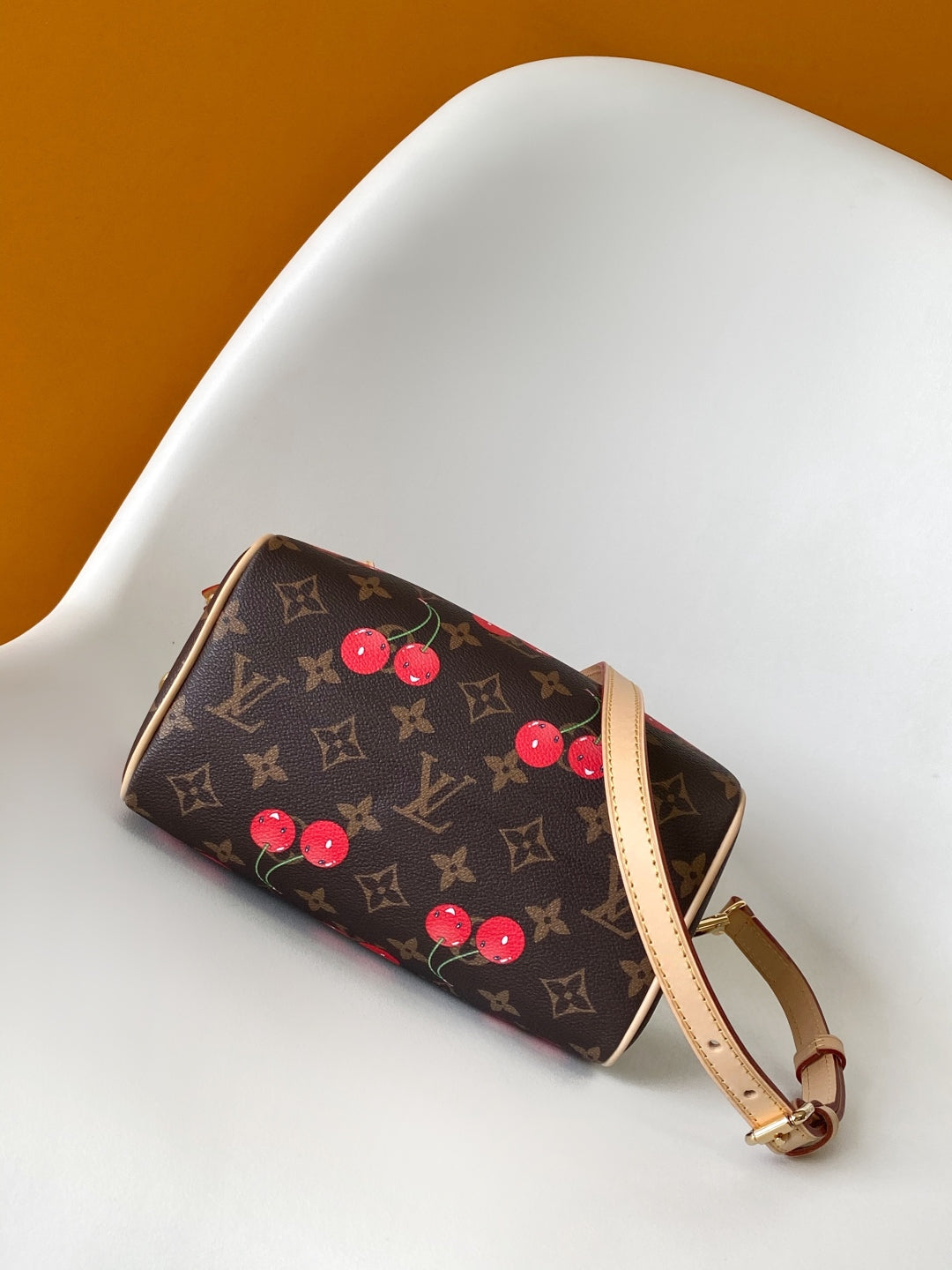 LV x TM Speedy Bandoulière 20cm Brown Monogram Cherry Canvas Cowhide GHW mysite