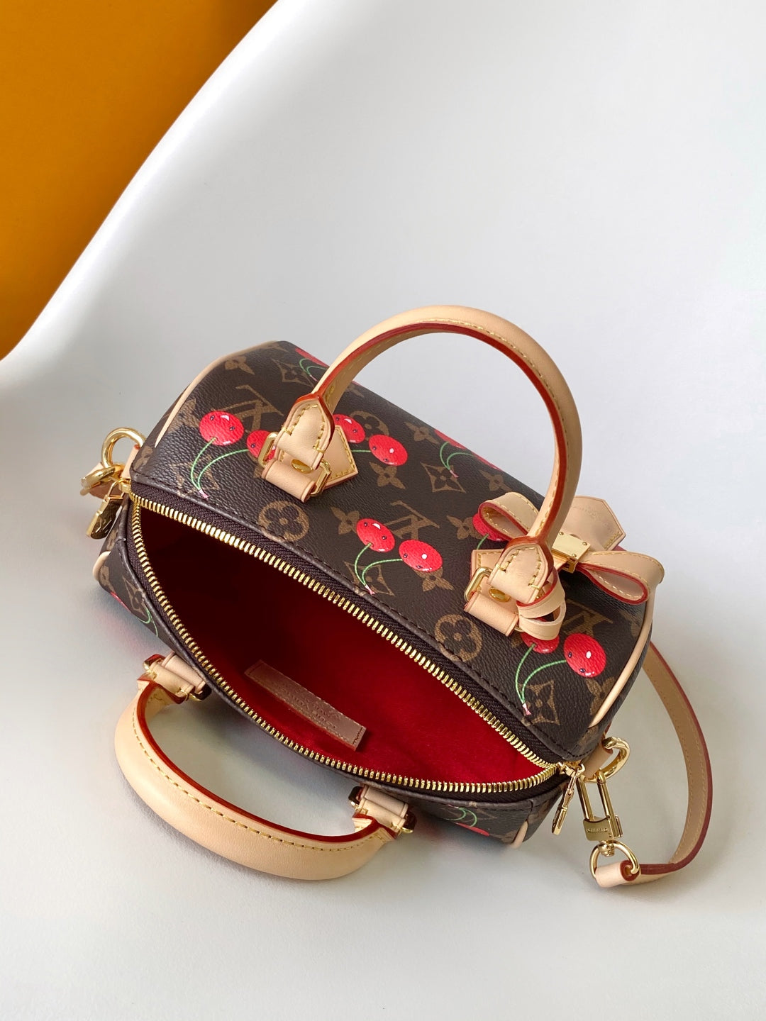 LV x TM Speedy Bandoulière 20cm Brown Monogram Cherry Canvas Cowhide GHW mysite