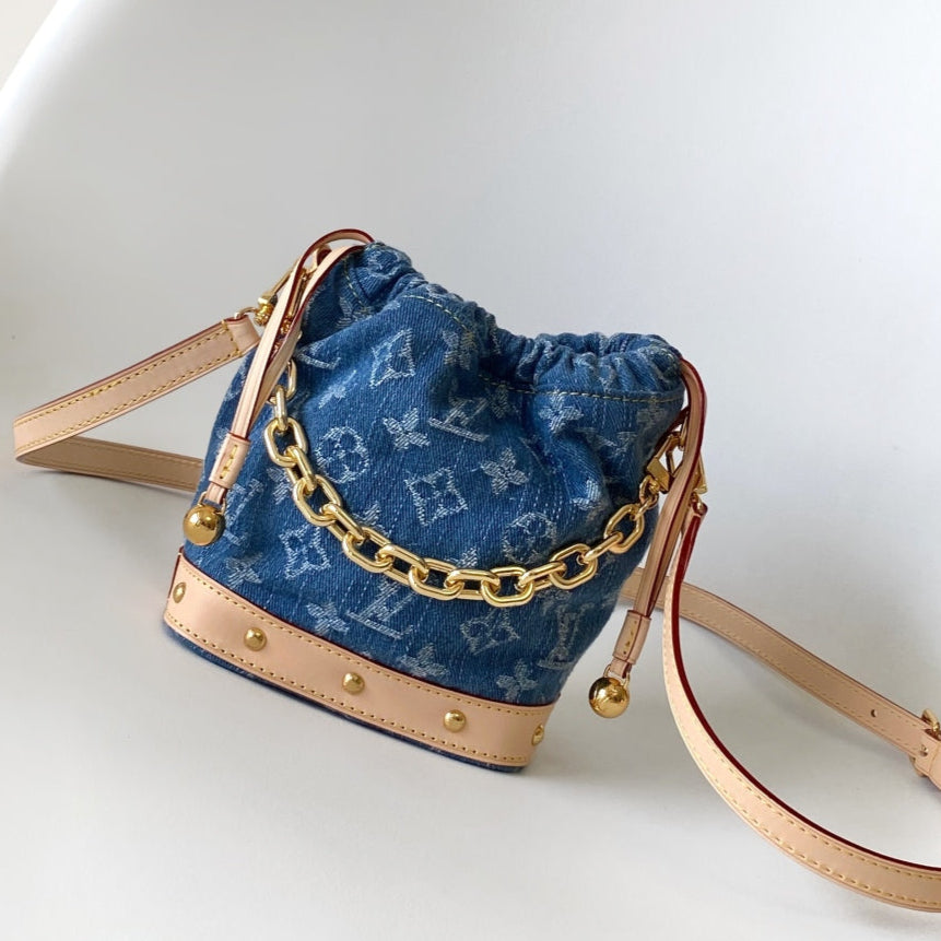 LV Nano Noé Bag Blue Beige Frabic Leather 251719 mysite