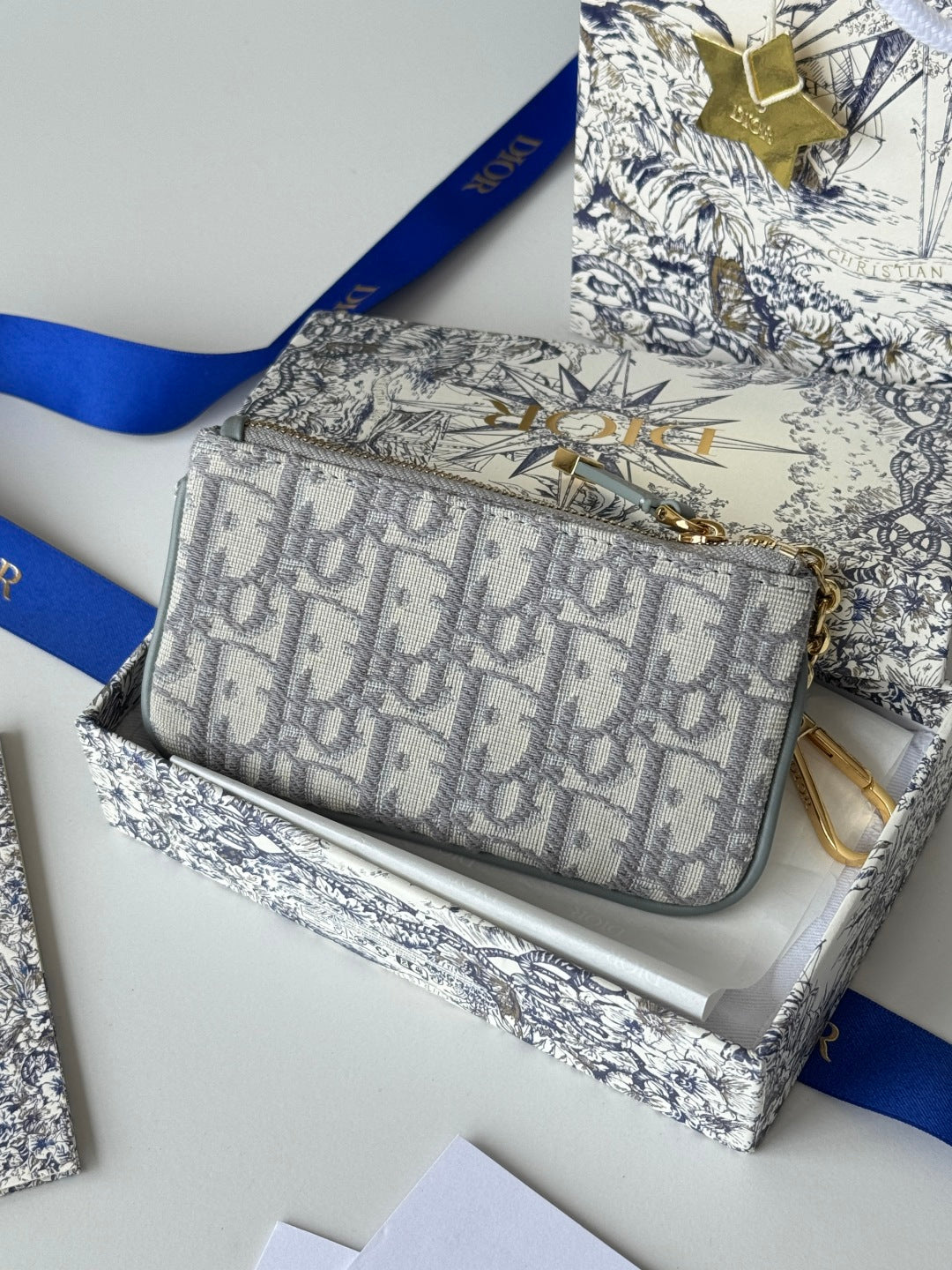 CD 30 Montaigne Coin Purse Key Bag Grey Jacquard GHW mysite