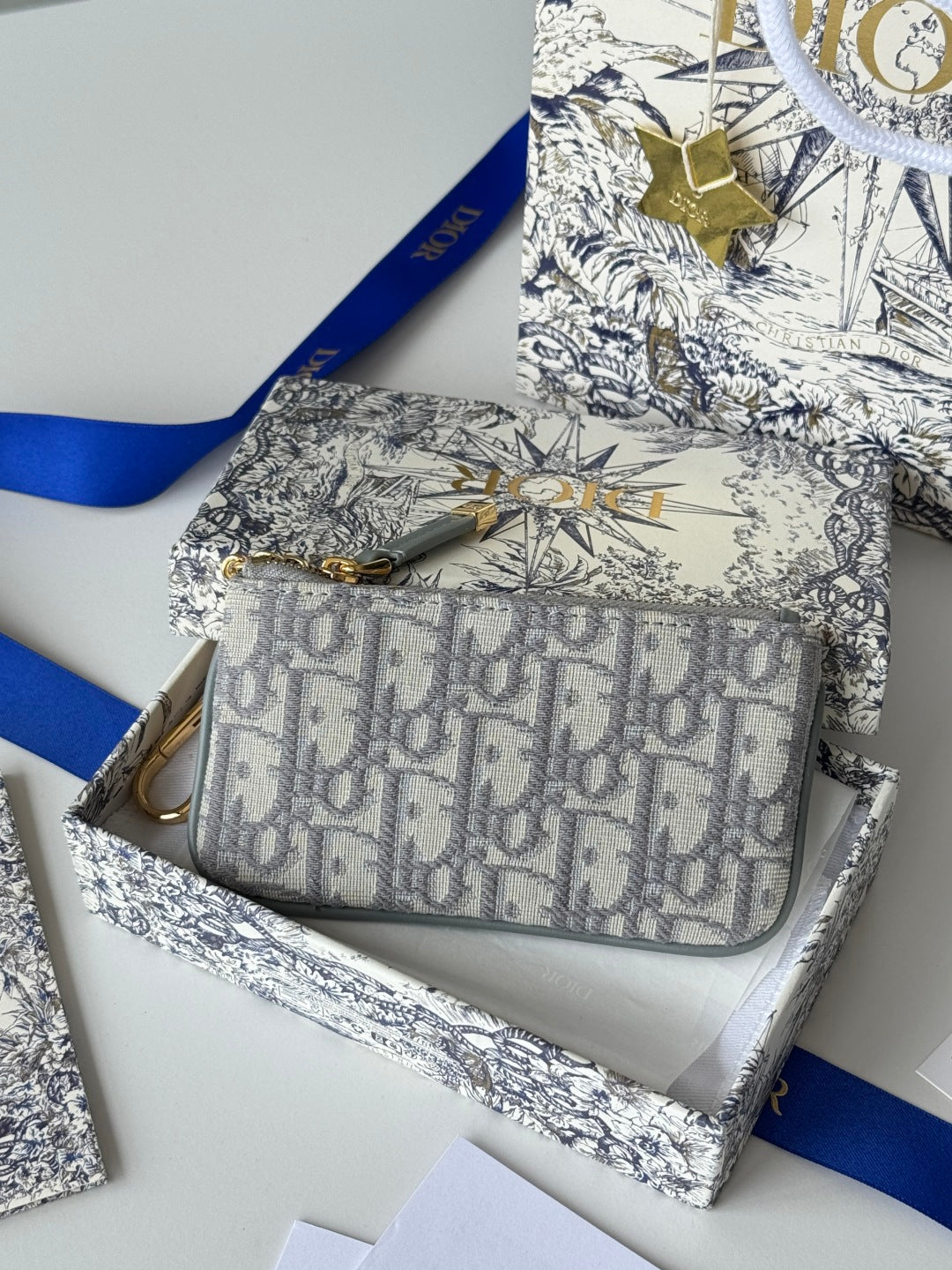 CD 30 Montaigne Coin Purse Key Bag Grey Jacquard GHW mysite