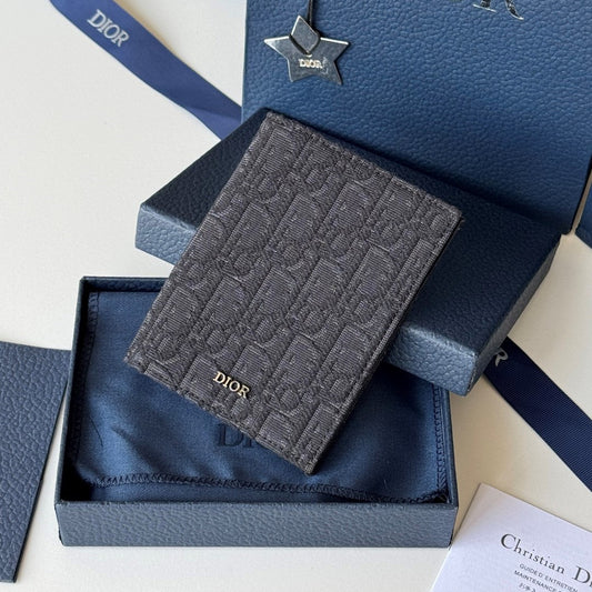 CD Oblique Passport Holder Black Jacquard Cowhide mysite