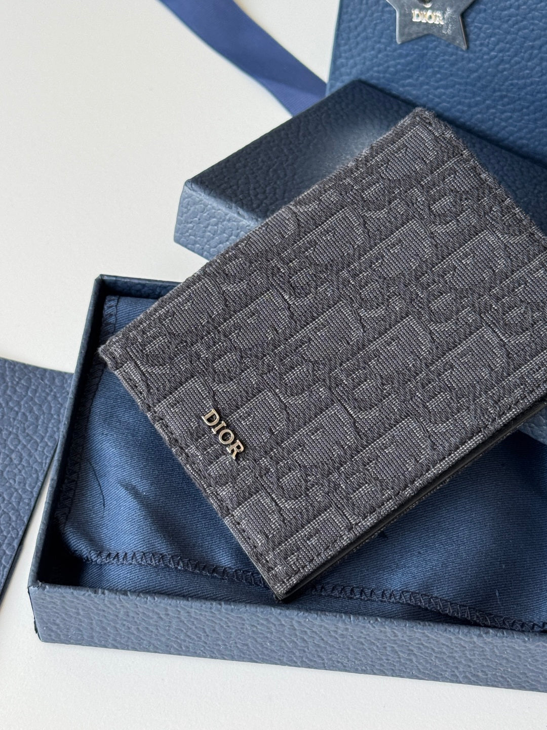 CD Oblique Passport Holder Black Jacquard Cowhide mysite