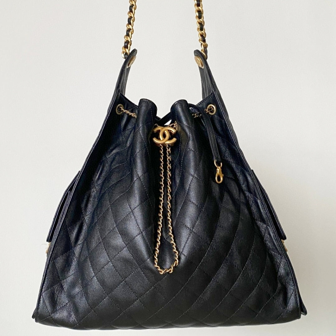 CC 25C Hobo Bag 42cm Black Grained Calfskin mysite