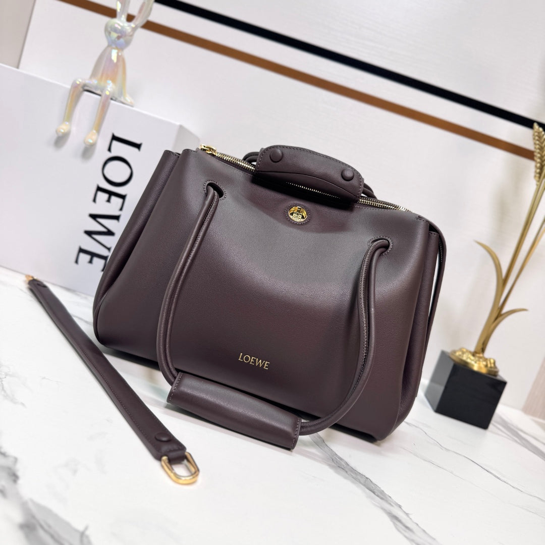 Loewe Madrid Handbag 28.5 Dark Reddish Brown Cowhide mysite